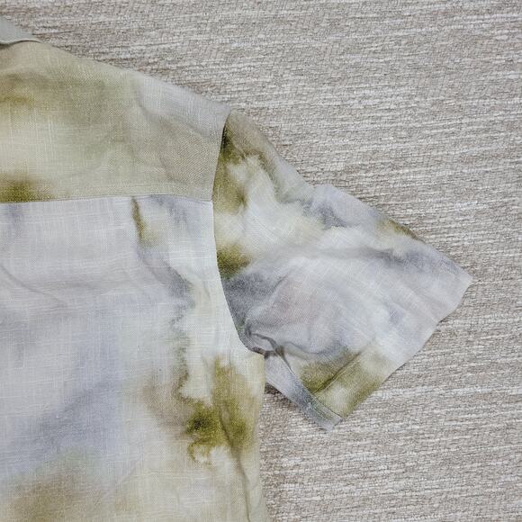Zara Tie Dye Shirt Mens Small Linen Blend Button Viscose Summer Watercolor New - Picture 12 of 14